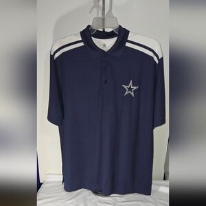 NFL Dallas Cowboys Dark Blue and White Men's Polo Shirt XL